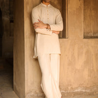 Blended Cream Kurta Trouser - J. Junaid Jamshed