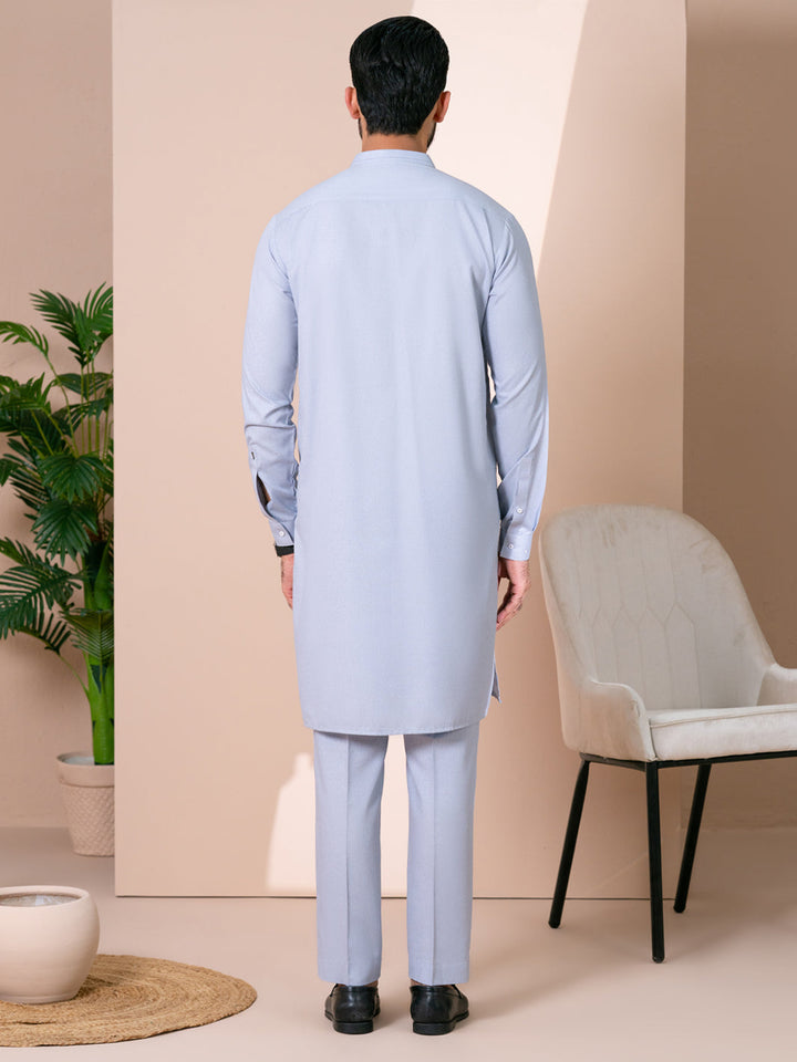 Blended Light Blue Kurta Trouser - Almirah
