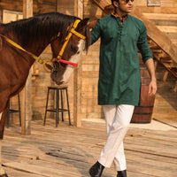 Cotton Green Kurta Trouser - Almirah