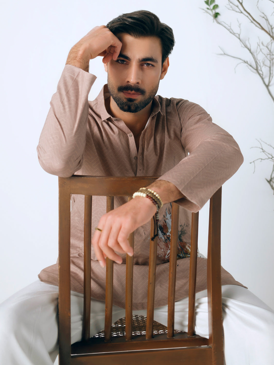 Cotton Beige Kurta Trouser - Almirah