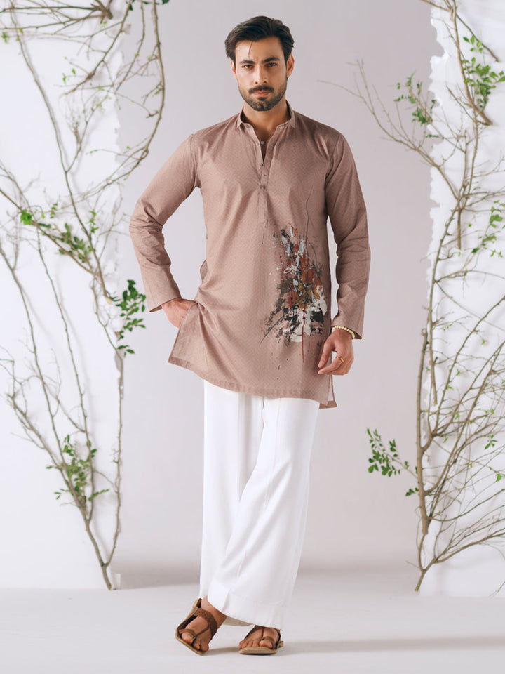 Cotton Beige Kurta Trouser - Almirah