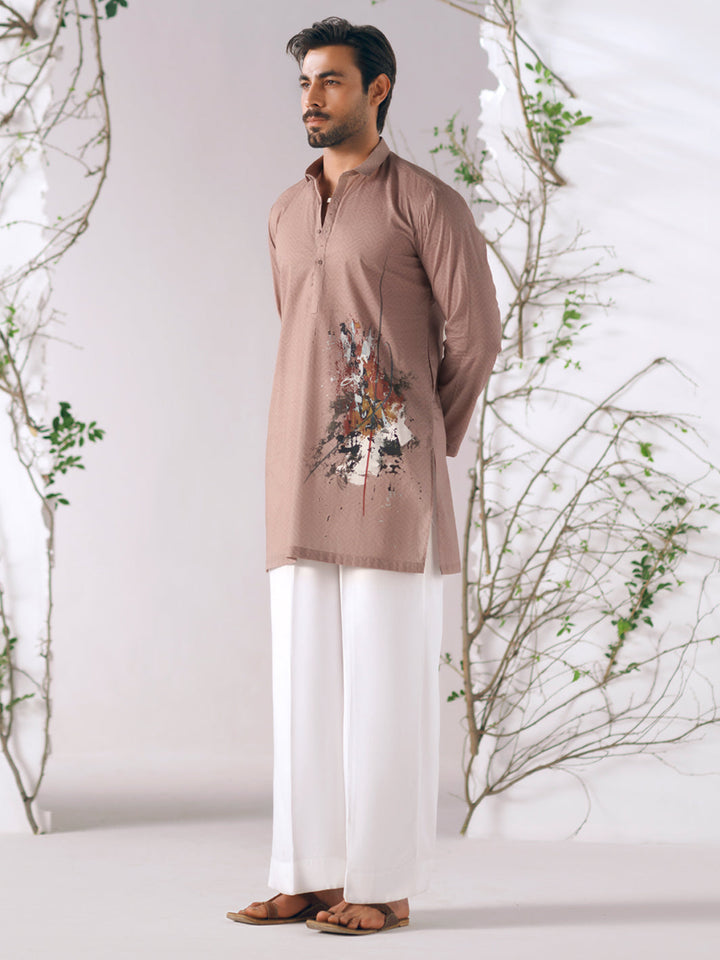 Cotton Beige Kurta Trouser - Almirah