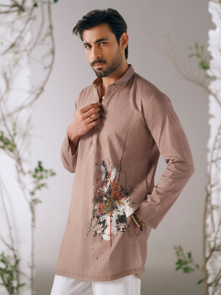Cotton Beige Kurta Trouser - Almirah