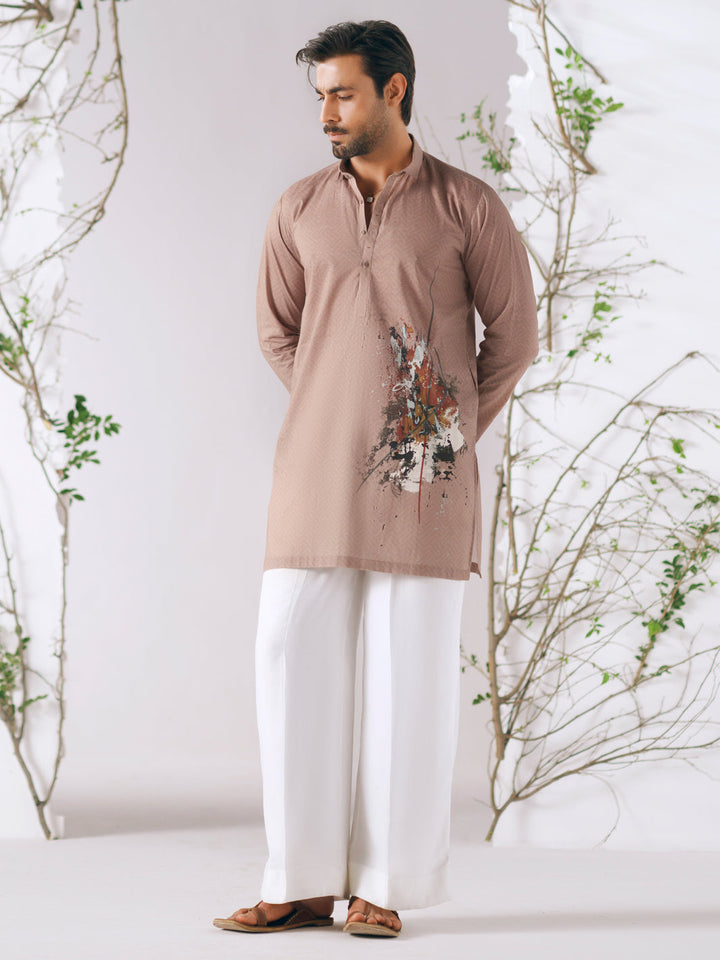 Cotton Beige Kurta Trouser - Almirah