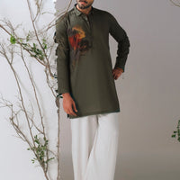 Cotton Dark Green Kurta Trouser - Almirah
