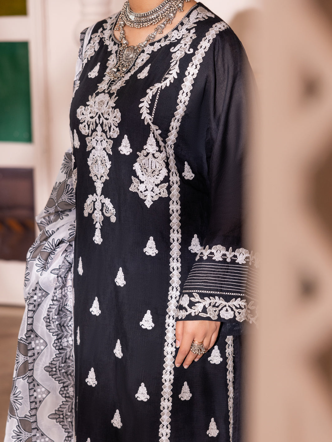 Cambric Black Unstitched Suit - Almirah