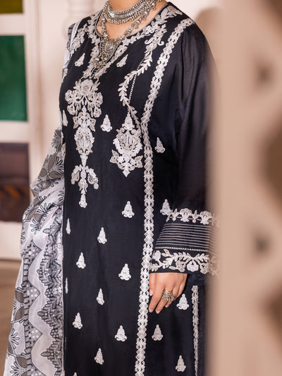 Cambric Black Unstitched Suit - Almirah