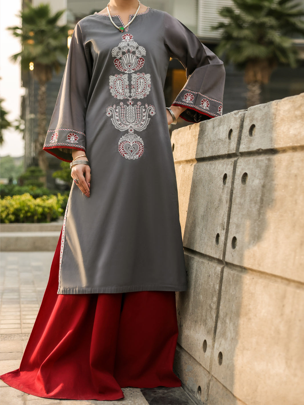Lawn Grey Kurti - J. Junaid Jamshed