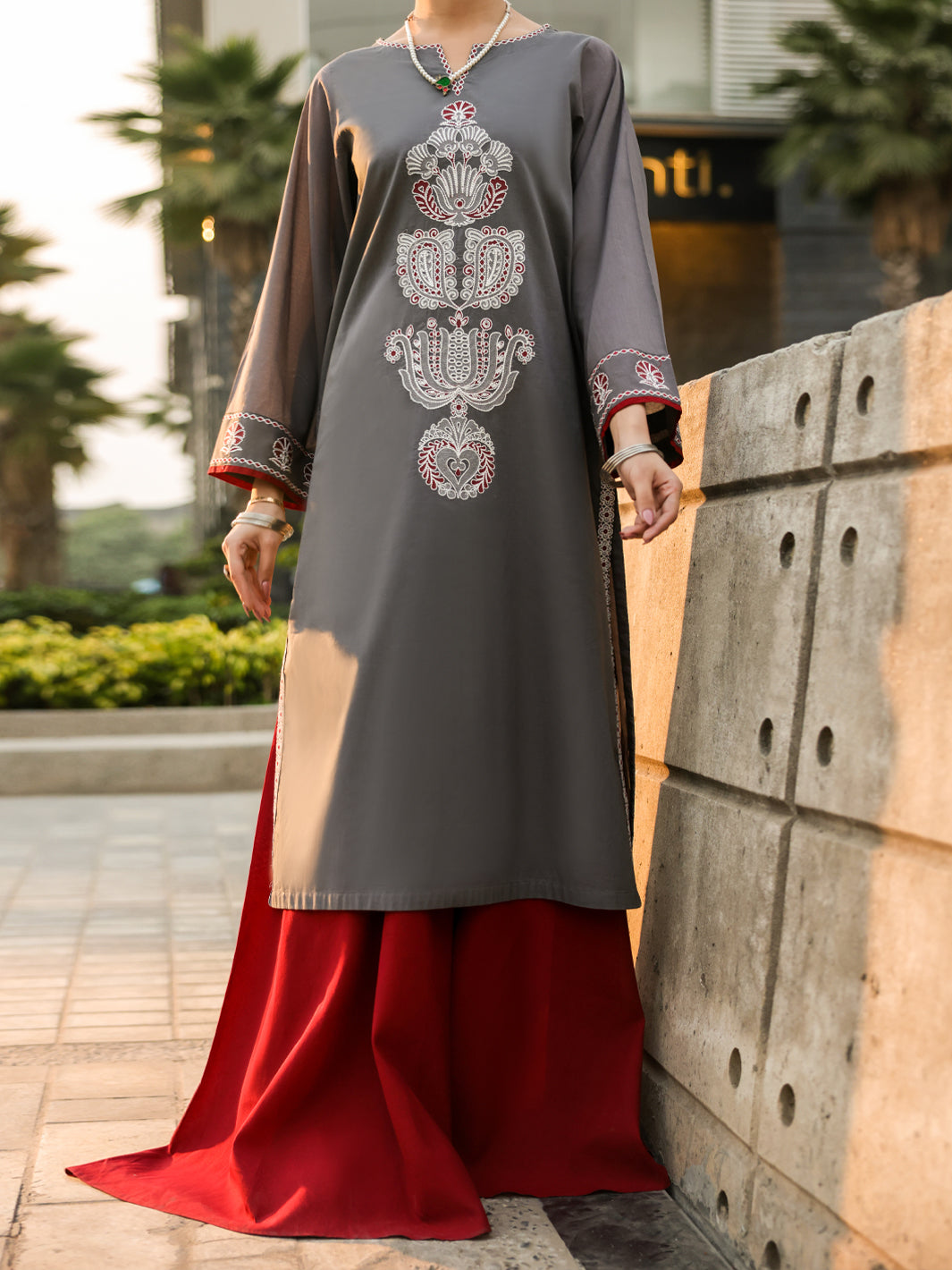 Lawn Grey Kurti - J. Junaid Jamshed