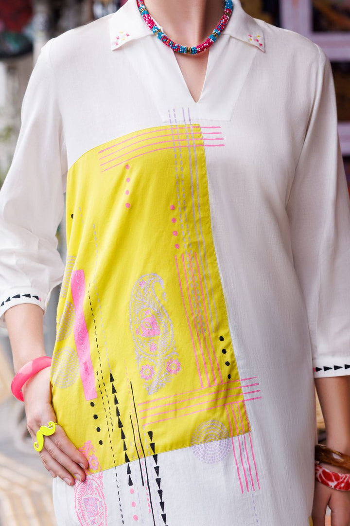 Dyed White Kurti - Almirah