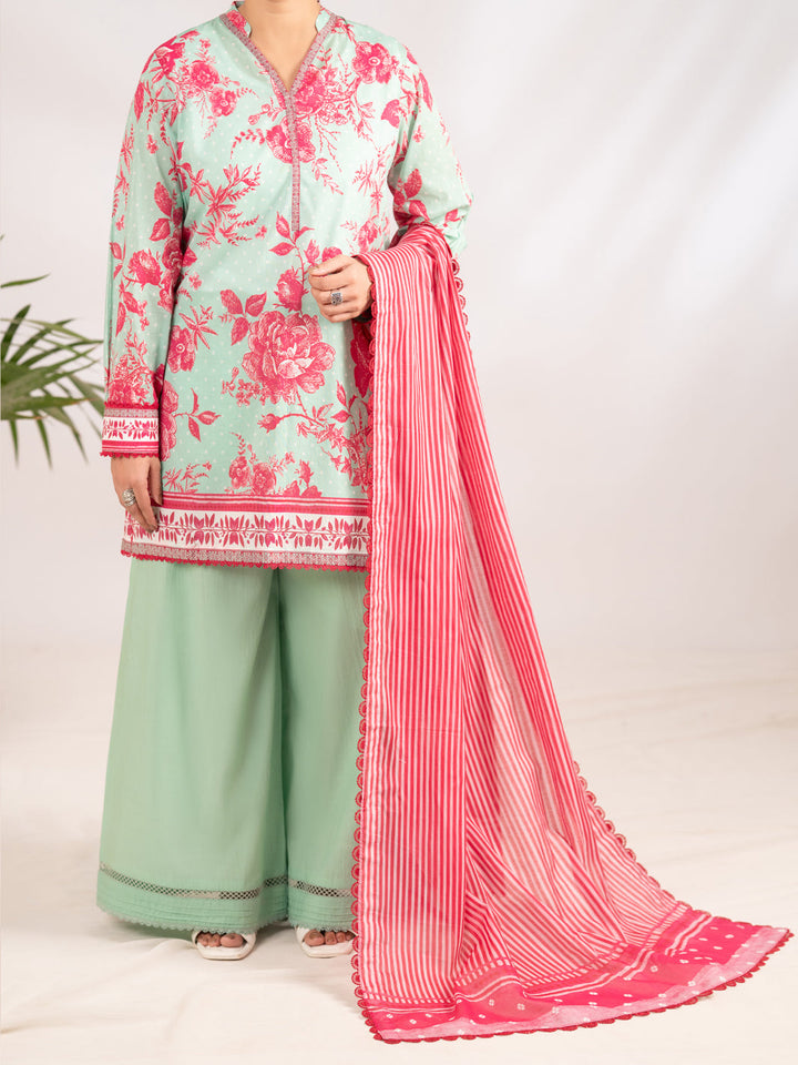 Lawn Aqua Blue Unstitched Suit - Almirah