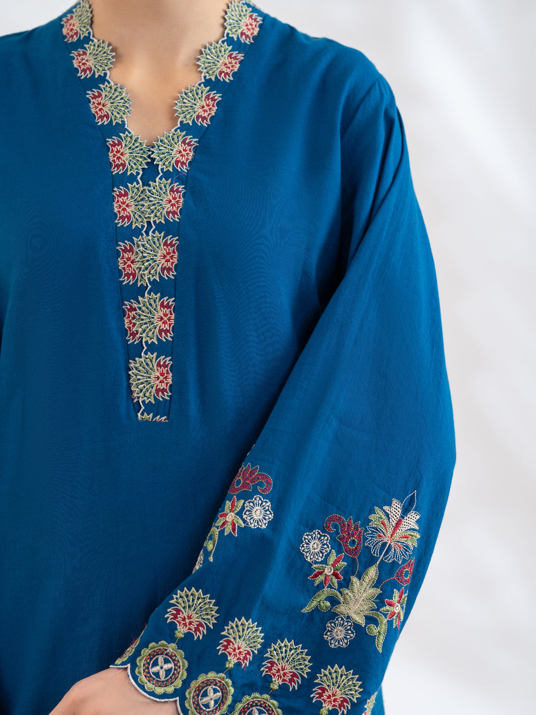 Lawn Blue Trouser - J. Junaid Jamshed