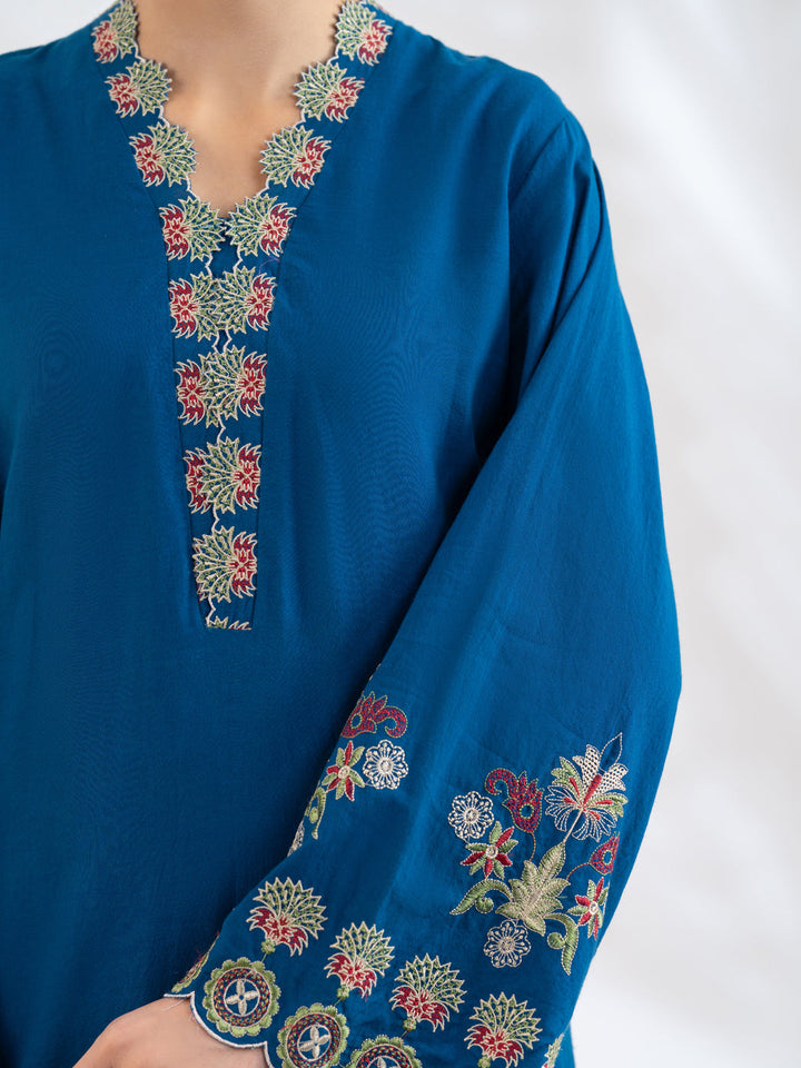 Lawn Blue Trouser - J. Junaid Jamshed