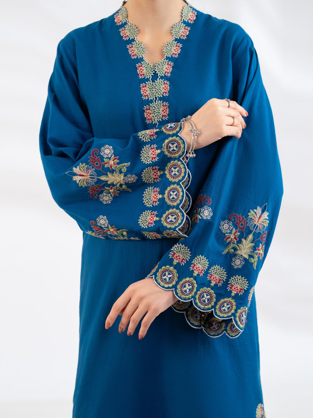 Lawn Blue Trouser - J. Junaid Jamshed