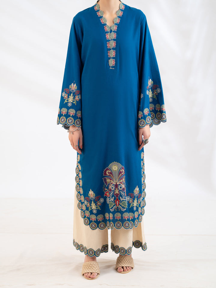 Lawn Blue Trouser - J. Junaid Jamshed