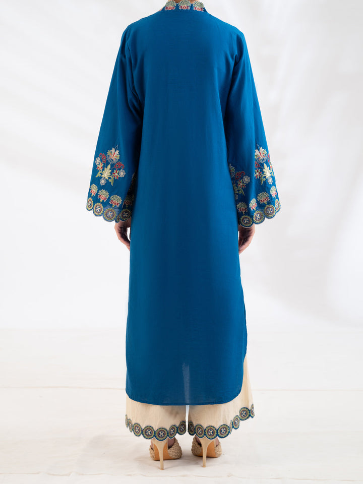 Lawn Blue Trouser - J. Junaid Jamshed