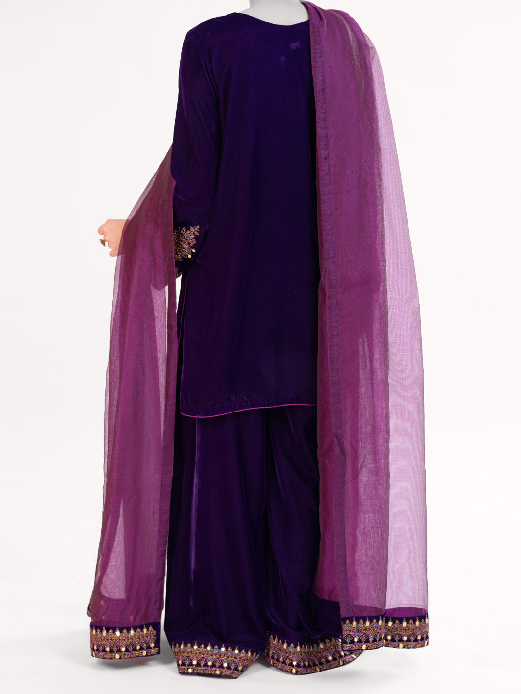 Velvet Purple Stitched Suit - Almirah