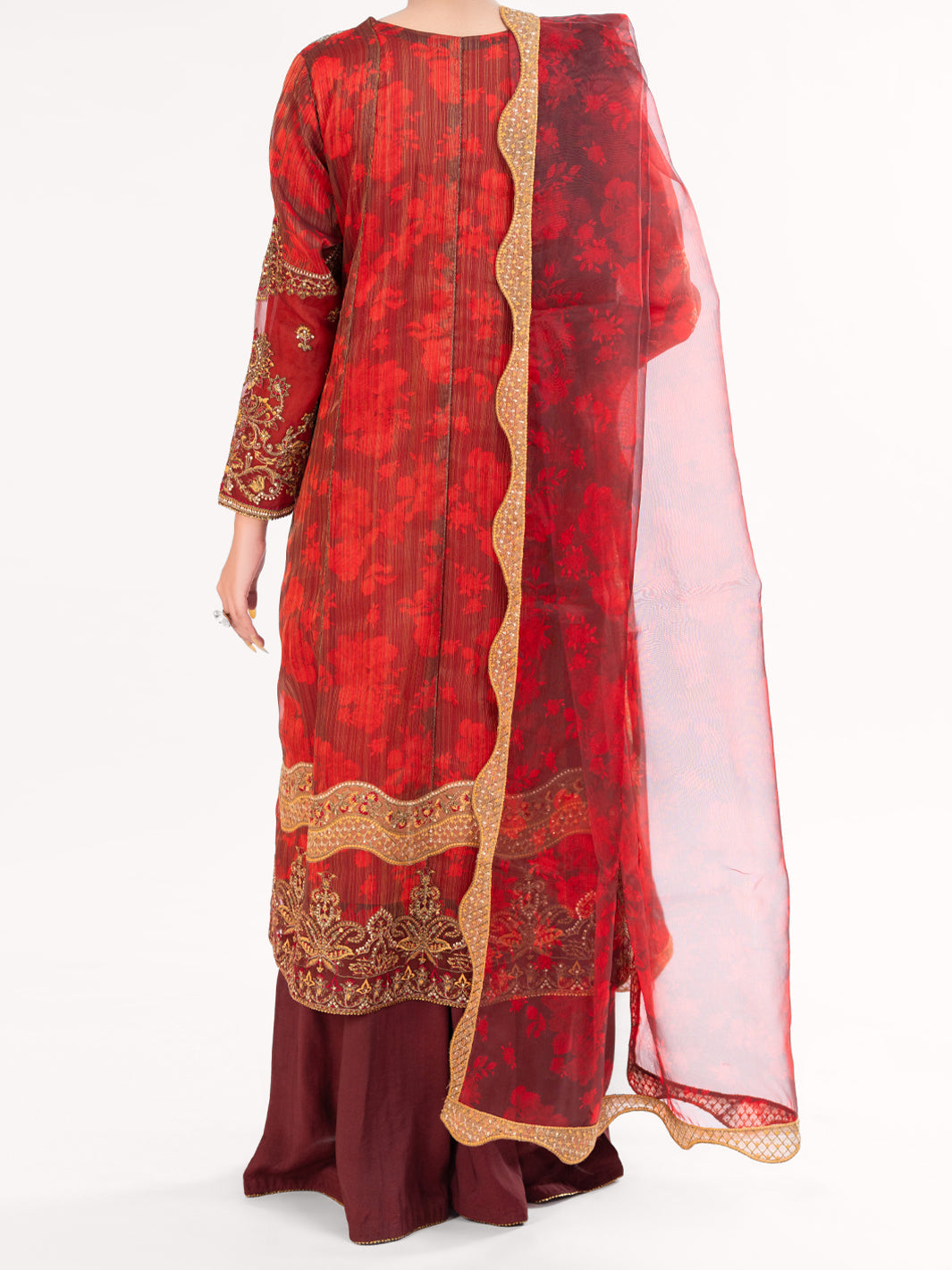 Messori Maroon Stitched Suit - Almirah