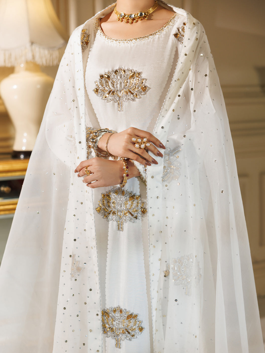 Raw Silk White Stitched Suit - J. Junaid Jamshed