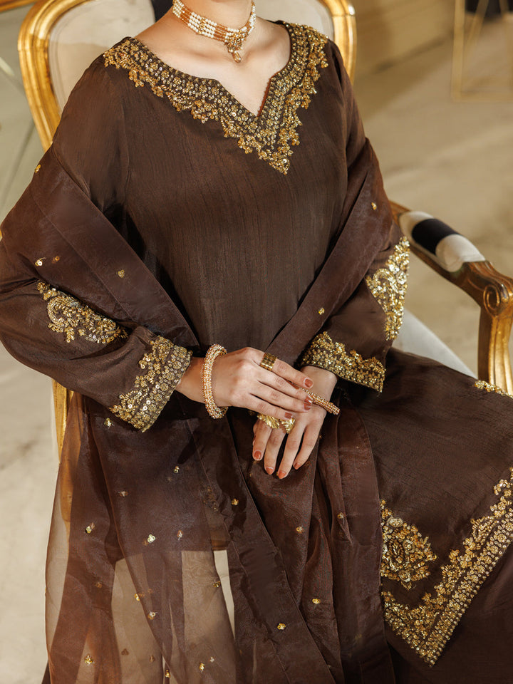 Brown Stitched Suit - J. Junaid Jamshed