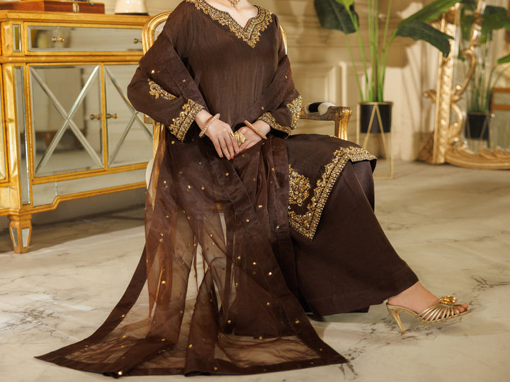 Brown Stitched Suit - J. Junaid Jamshed