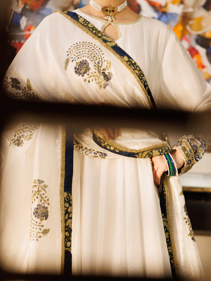 Silk White Stitched Suit - Almirah