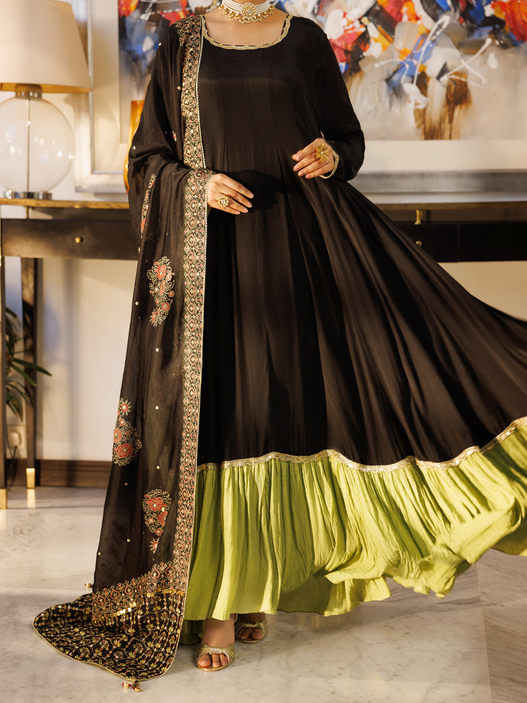 Sheesha Silk Black Stitched Suit - Almirah