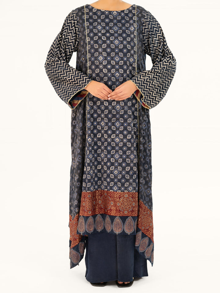 Satin Blue Stitched Suit - Almirah