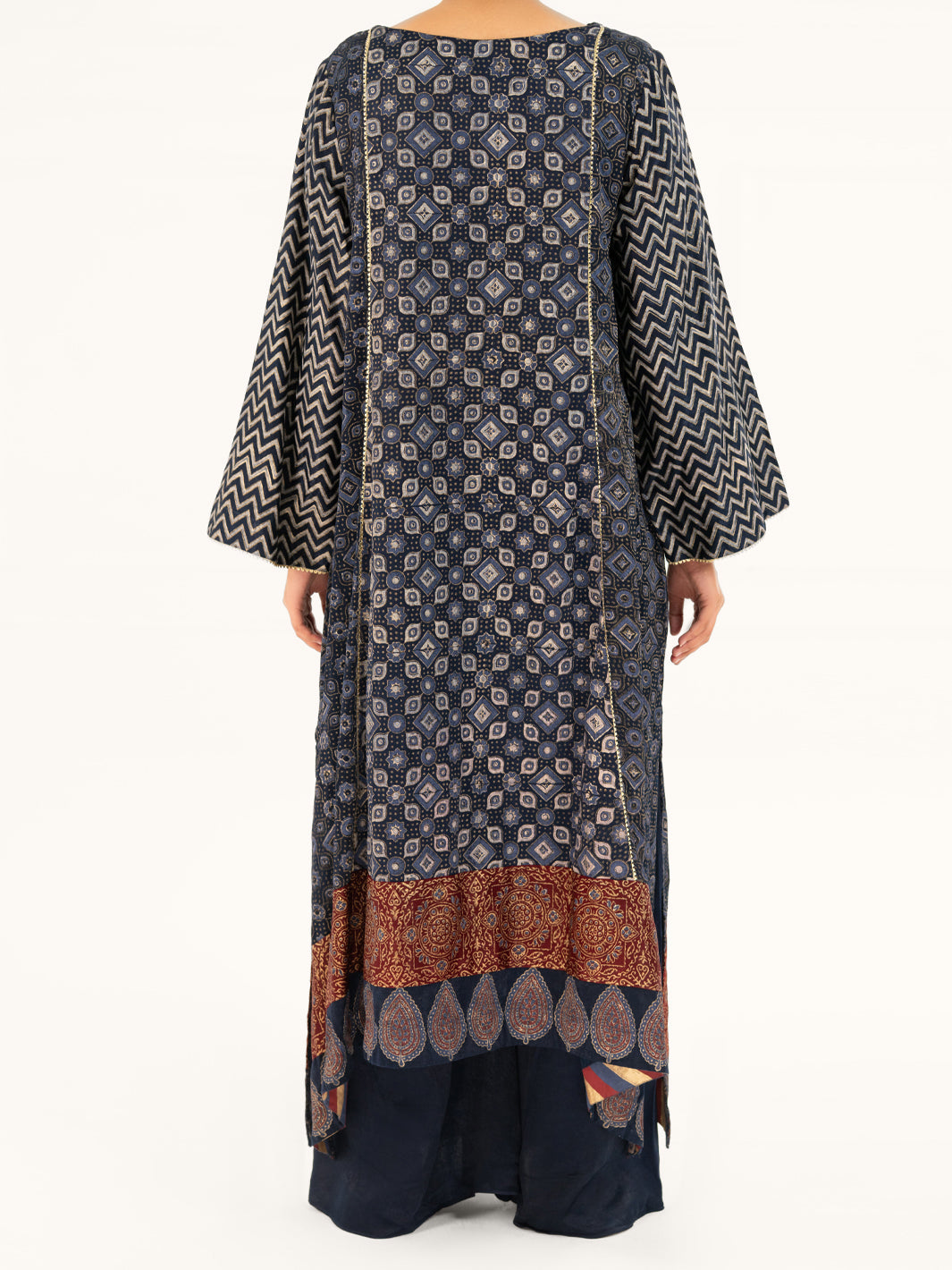 Satin Blue Stitched Suit - Almirah