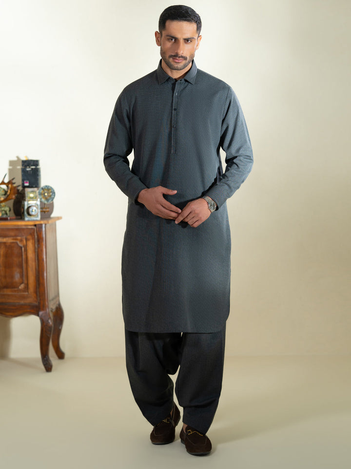 Blended Charcoal Grey Shalwar Kameez- Almirah