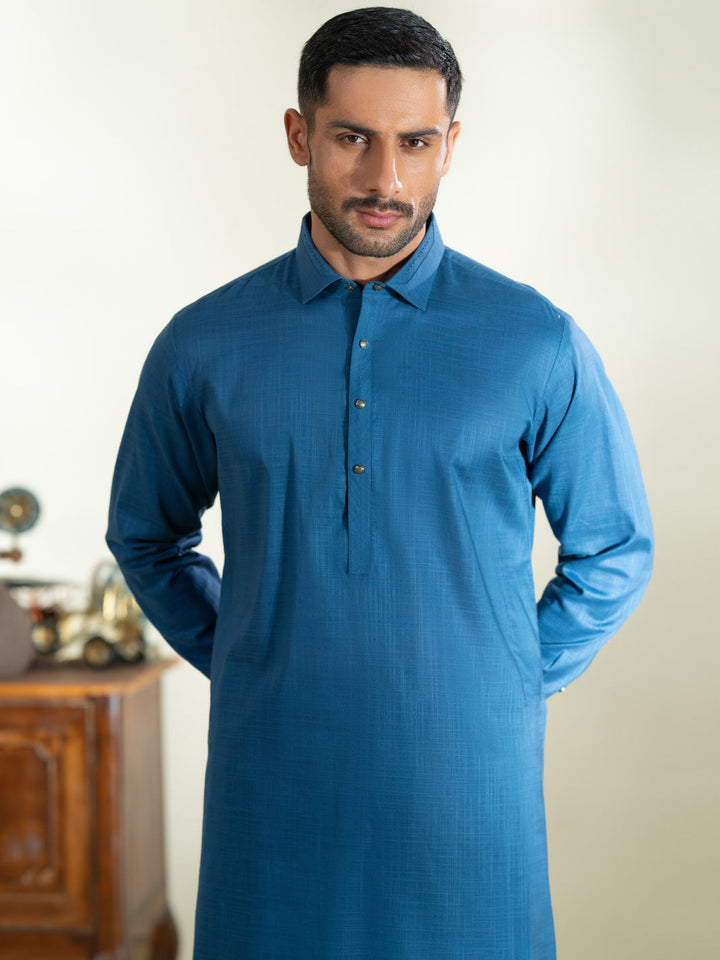 Cotton Blue Shalwar Kameez- Almirah
