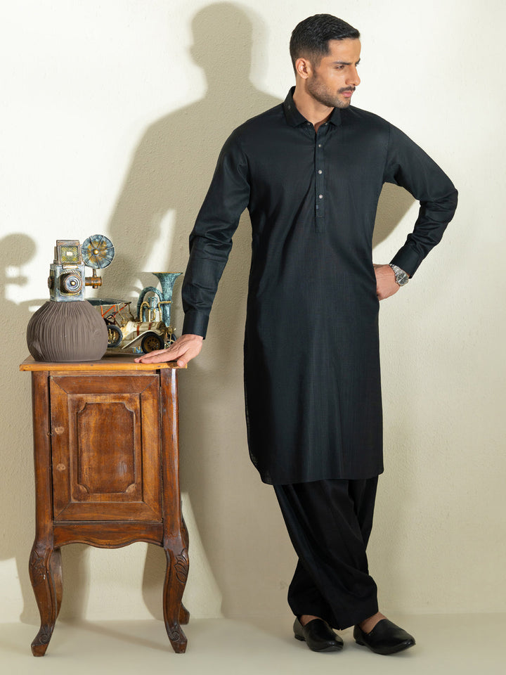 Cotton Black Shalwar Kameez- Almirah