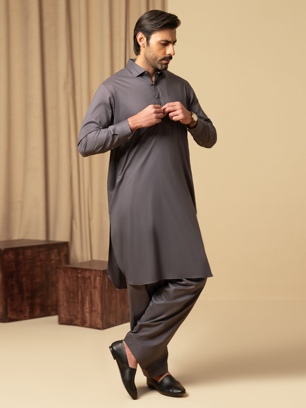 Cotton Grey Shalwar Kameez - Almirah