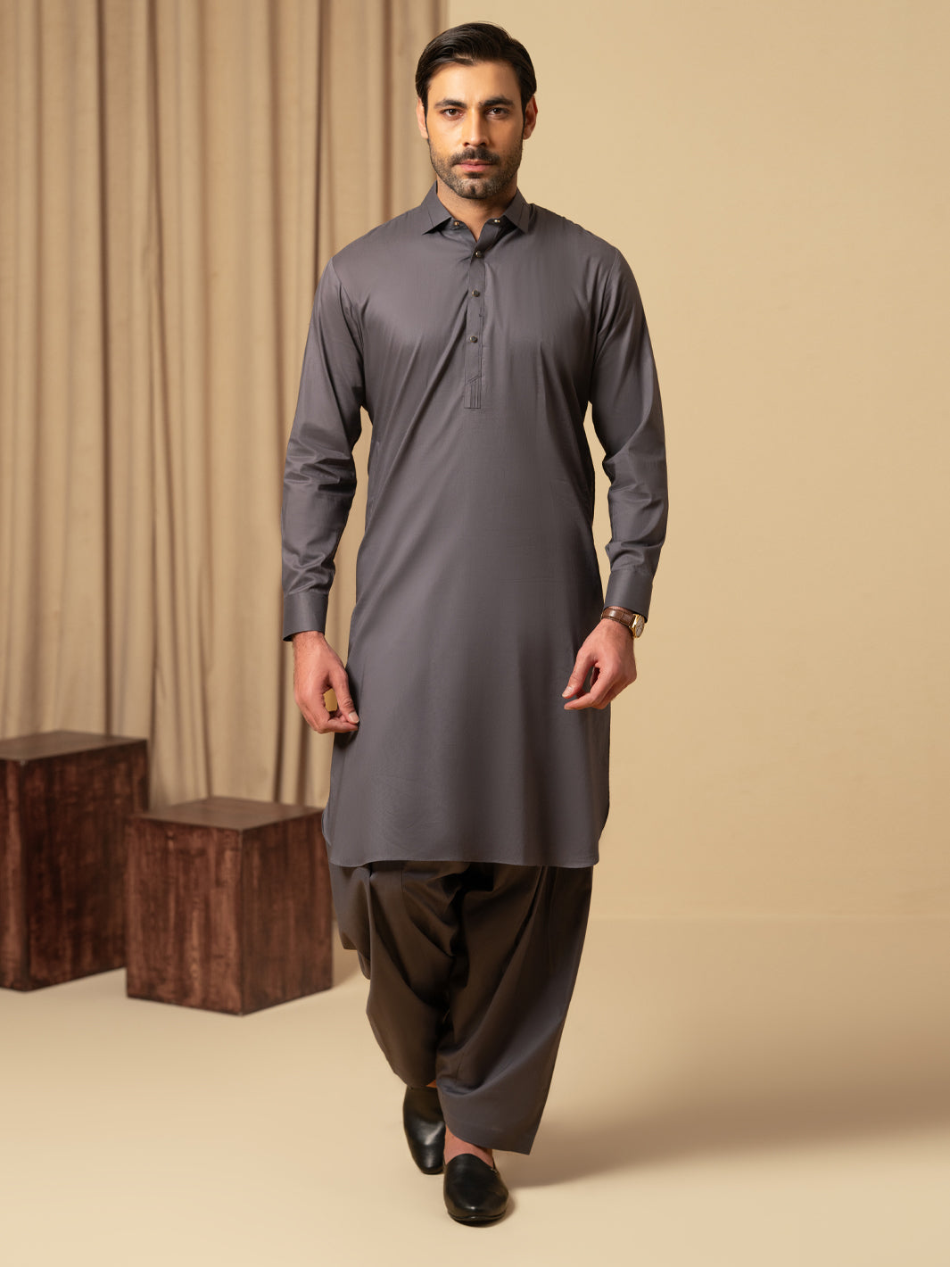 Cotton Grey Shalwar Kameez - Almirah