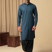 Cotton Dark Teal Shalwar Kameez - Almirah