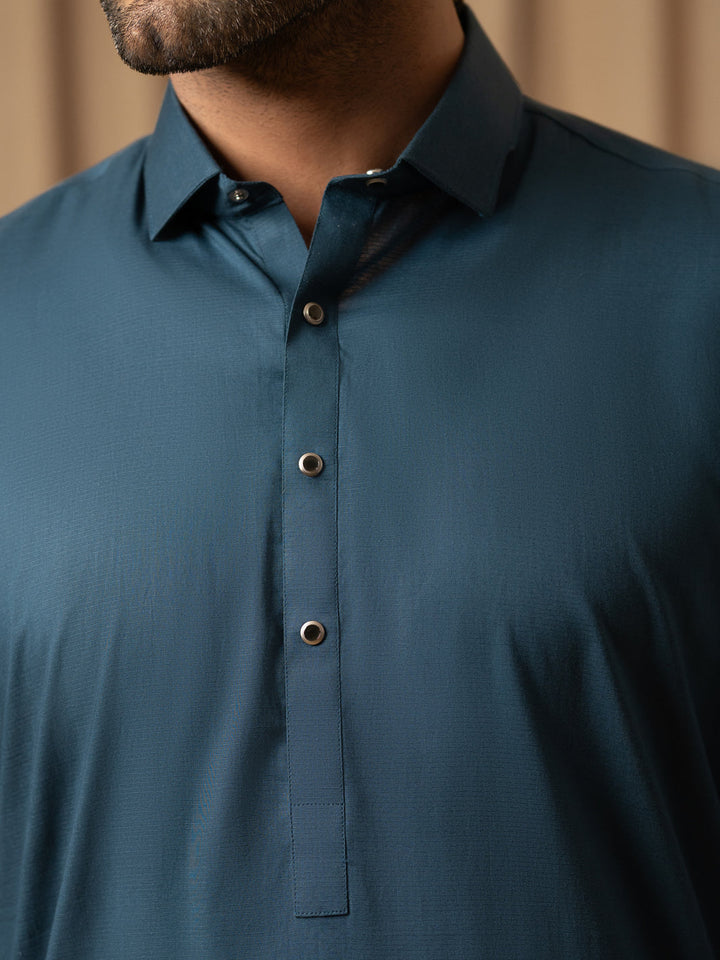 Cotton Dark Teal Shalwar Kameez - Almirah
