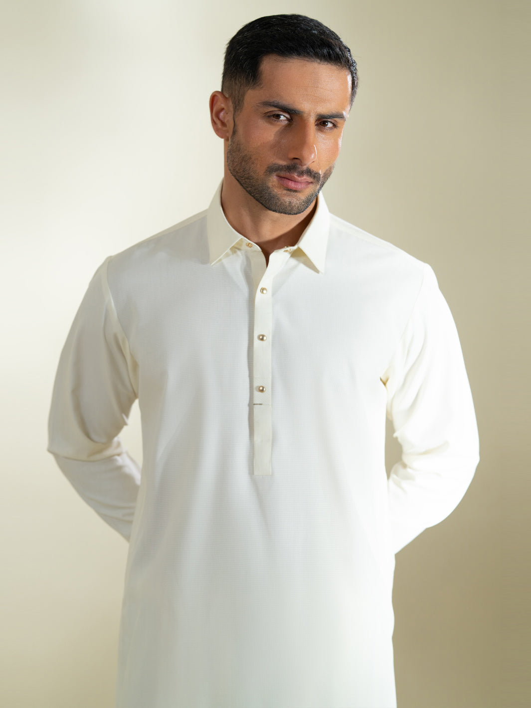 Blended Cream Shalwar Kameez- Almirah
