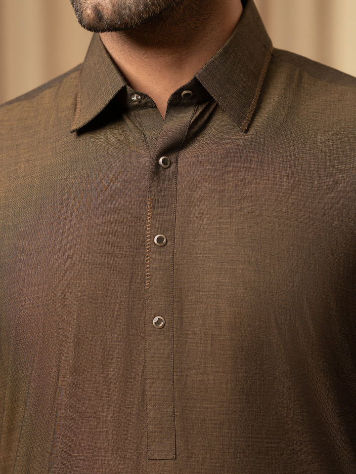 Cotton Dark Brown Shalwar Kameez - Almirah