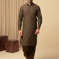 Cotton Dark Brown Shalwar Kameez - Almirah