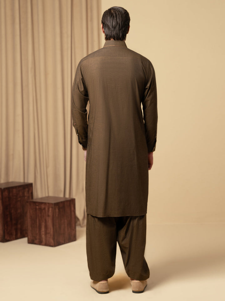 Cotton Dark Brown Shalwar Kameez - Almirah