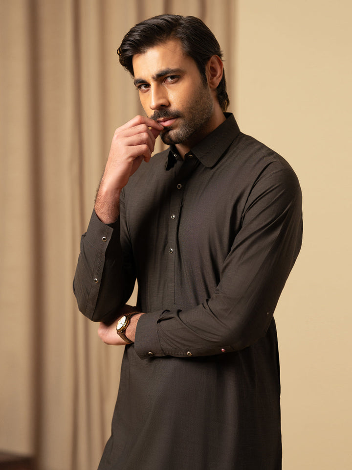 Cotton Dark Brown Shalwar Kameez - Almirah