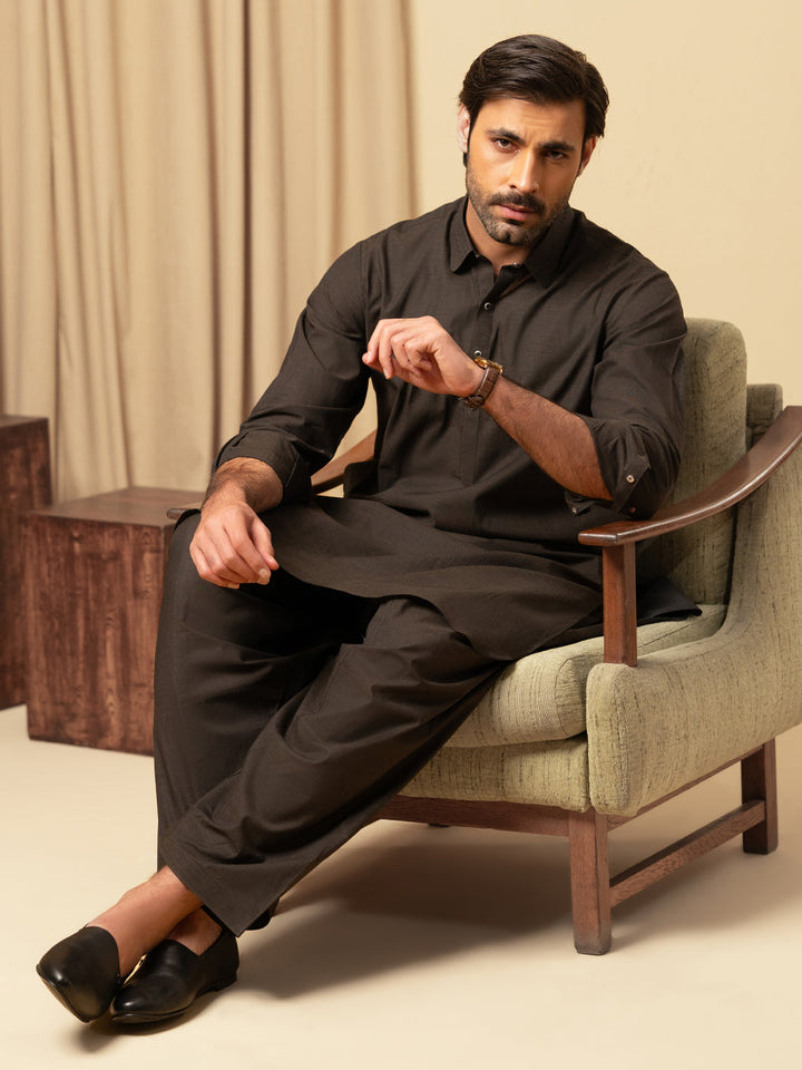 Cotton Dark Brown Shalwar Kameez - Almirah