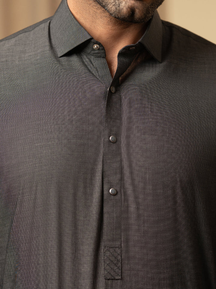 Cotton Charcoal Grey Shalwar Kameez - Almirah