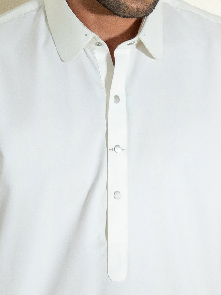 Blended White Shalwar Kameez - Almirah