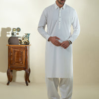Blended White Shalwar Kameez - Almirah