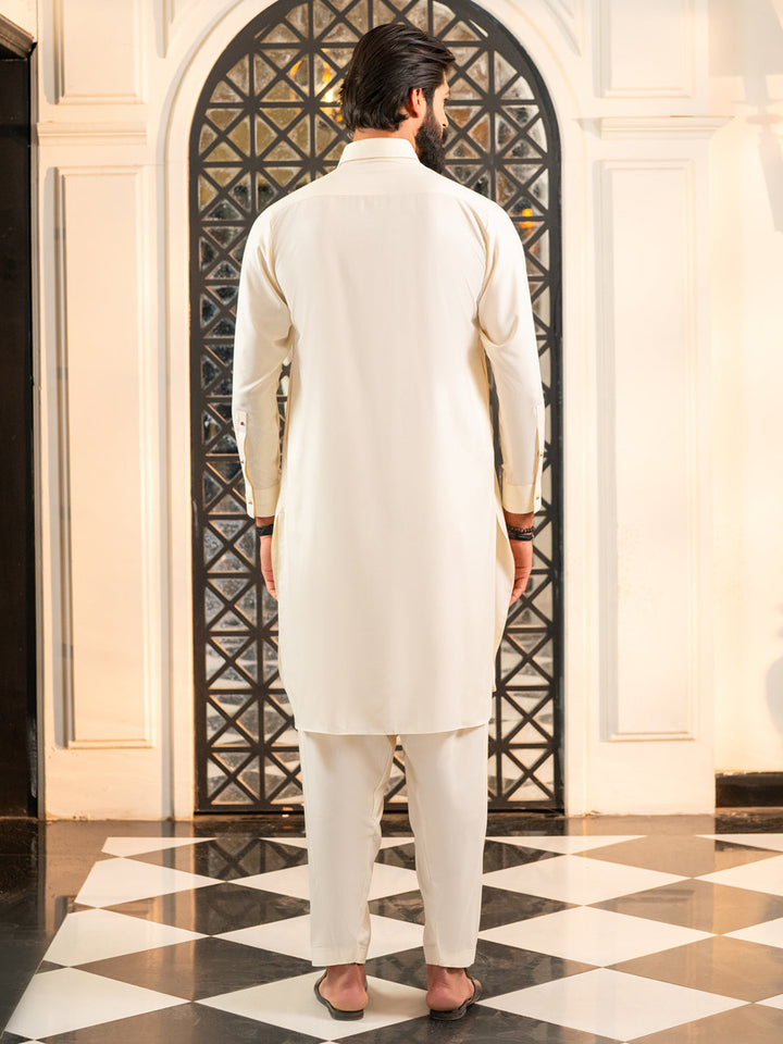 Blended Off White Shalwar Kameez - Almirah
