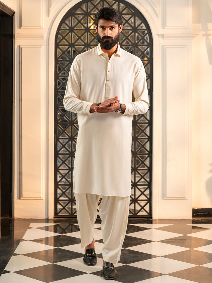 Blended Off White Shalwar Kameez - Almirah