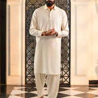 Blended Off White Shalwar Kameez - Almirah