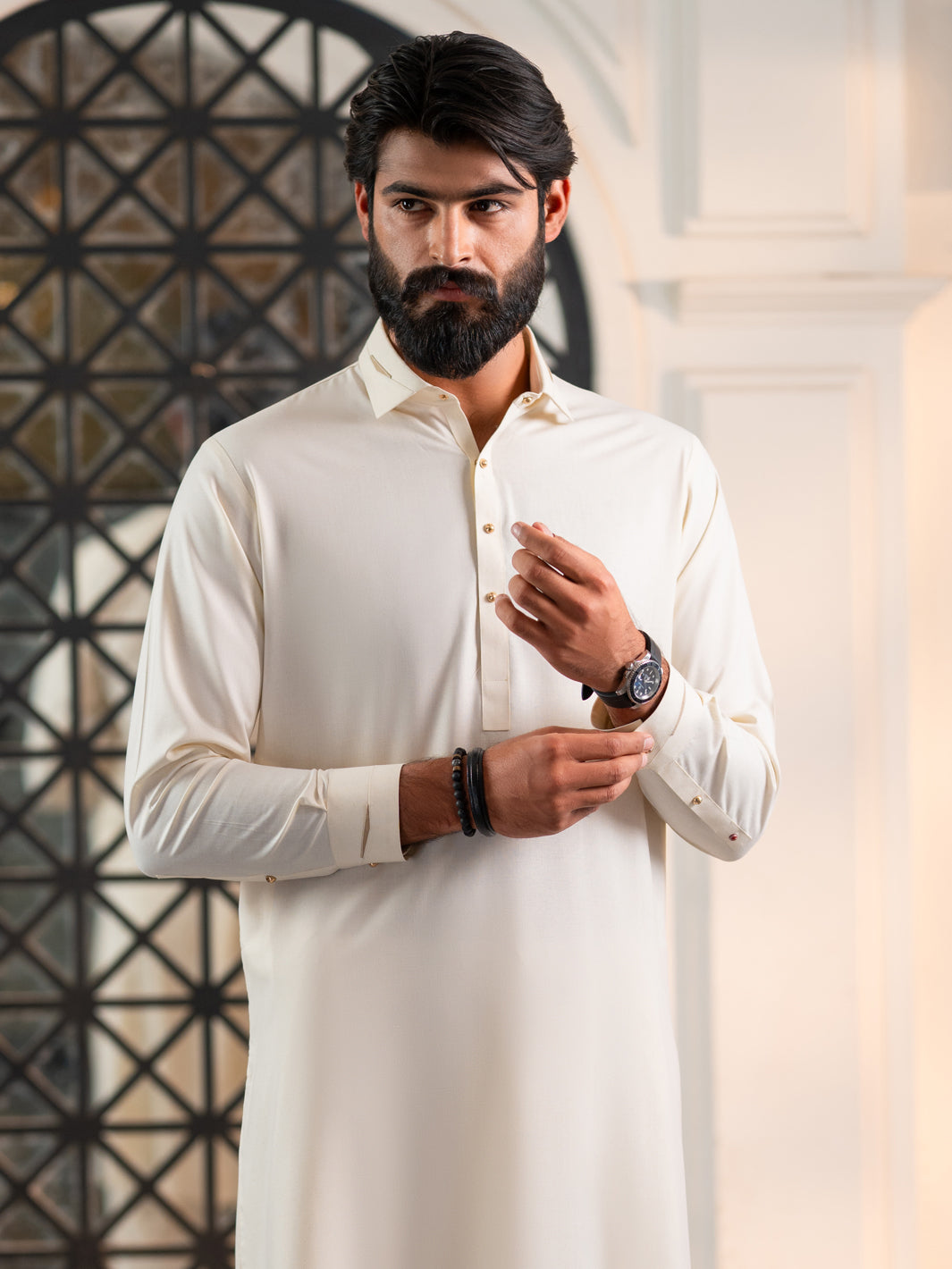 Blended Off White Shalwar Kameez - Almirah