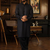 Blended Dark Grey Shalwar Kameez - Almirah